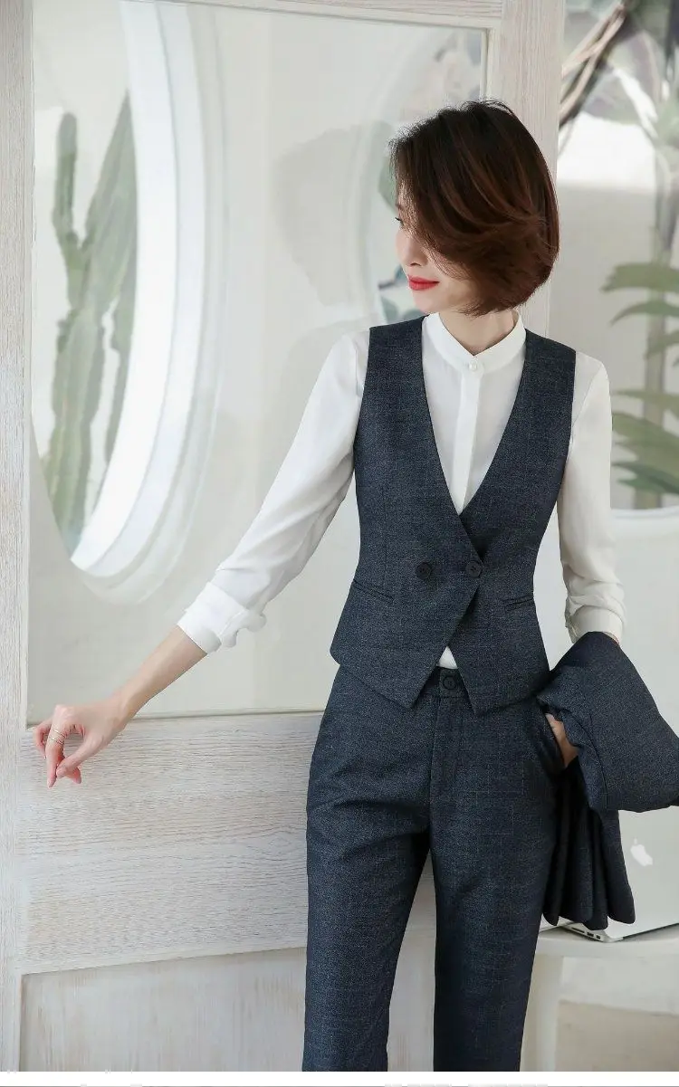 Women's Suit Vest Lapel Double-Breasted Business Slim Fit Sleeveless Women Office Work Female Waistcoat Short Vest Outerwear