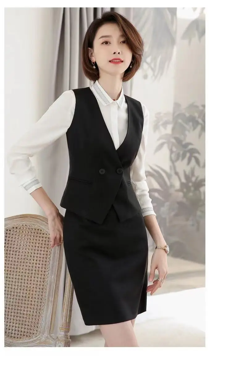 Women's Suit Vest Lapel Double-Breasted Business Slim Fit Sleeveless Women Office Work Female Waistcoat Short Vest Outerwear