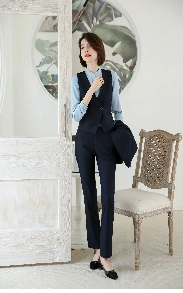 Women's Suit Vest Lapel Double-Breasted Business Slim Fit Sleeveless Women Office Work Female Waistcoat Short Vest Outerwear