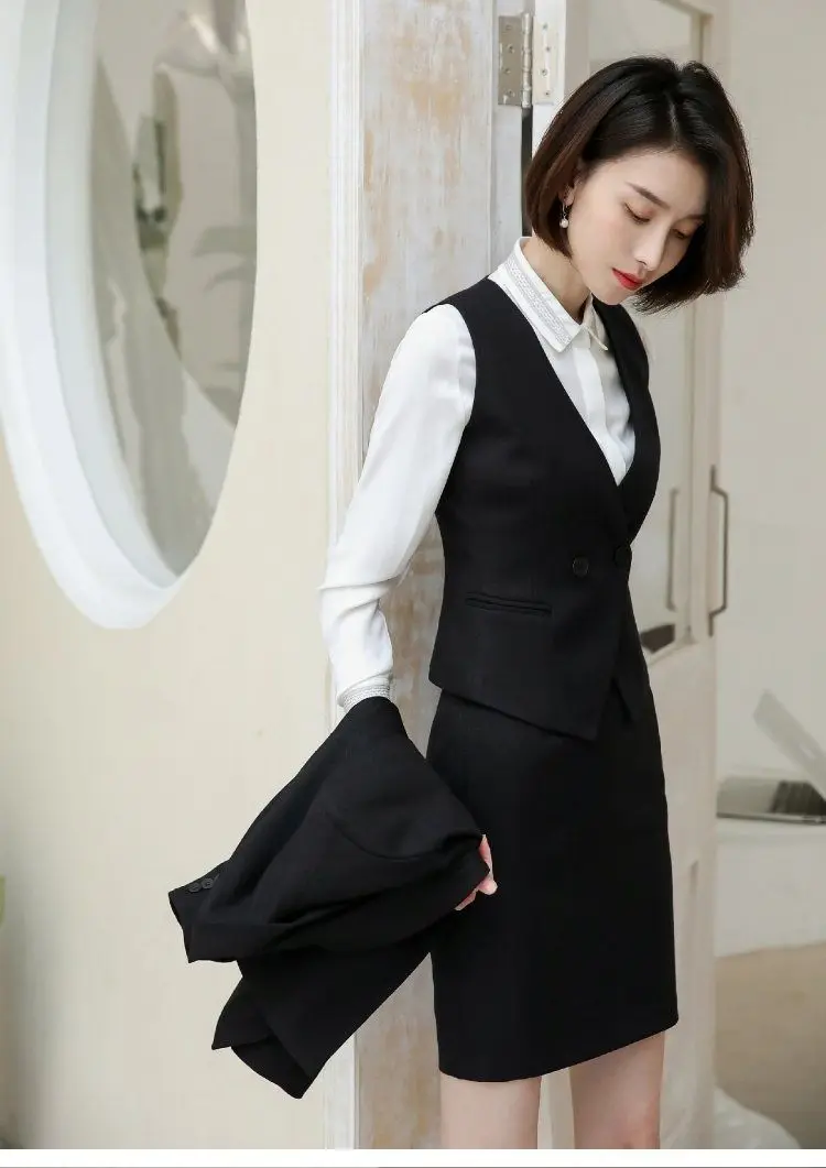 Women's Suit Vest Lapel Double-Breasted Business Slim Fit Sleeveless Women Office Work Female Waistcoat Short Vest Outerwear