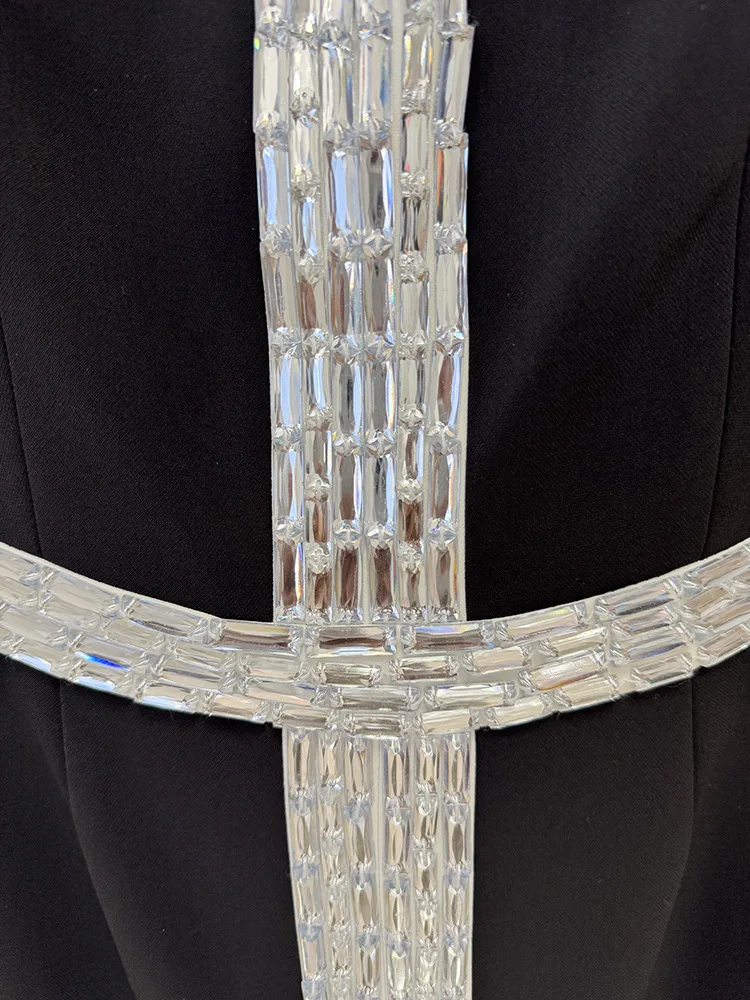 HIGH STREET Newest Fashion 2026 Designer Party Women's Short Sleeve Luxurious Diamonds Beaded Long Maxi Dress