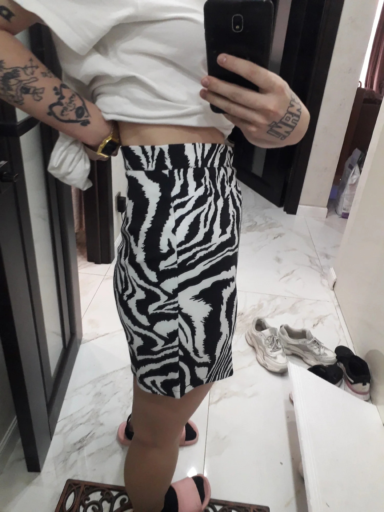 2025 Korean Zebra Print Midi Skirt Women Autumn New Female A-line High Waist Loose Skirts Vintage Mini Skirt