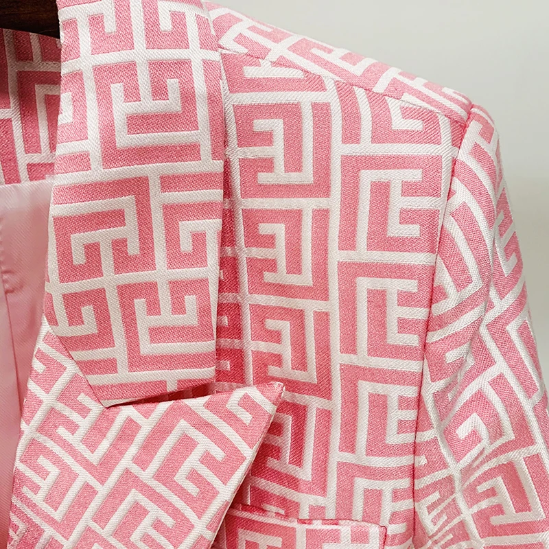 HIGH STREET Newest 2026 Designer Jacket Women Lion Buttons Double Breasted Slim Fitting Monogram Jacquard Blazer
