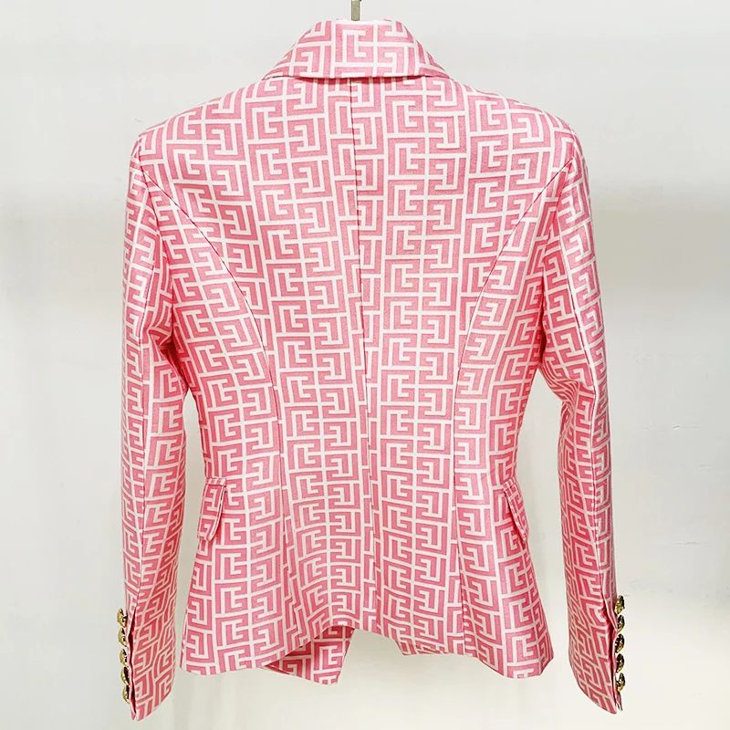 HIGH STREET Newest 2026 Designer Jacket Women Lion Buttons Double Breasted Slim Fitting Monogram Jacquard Blazer