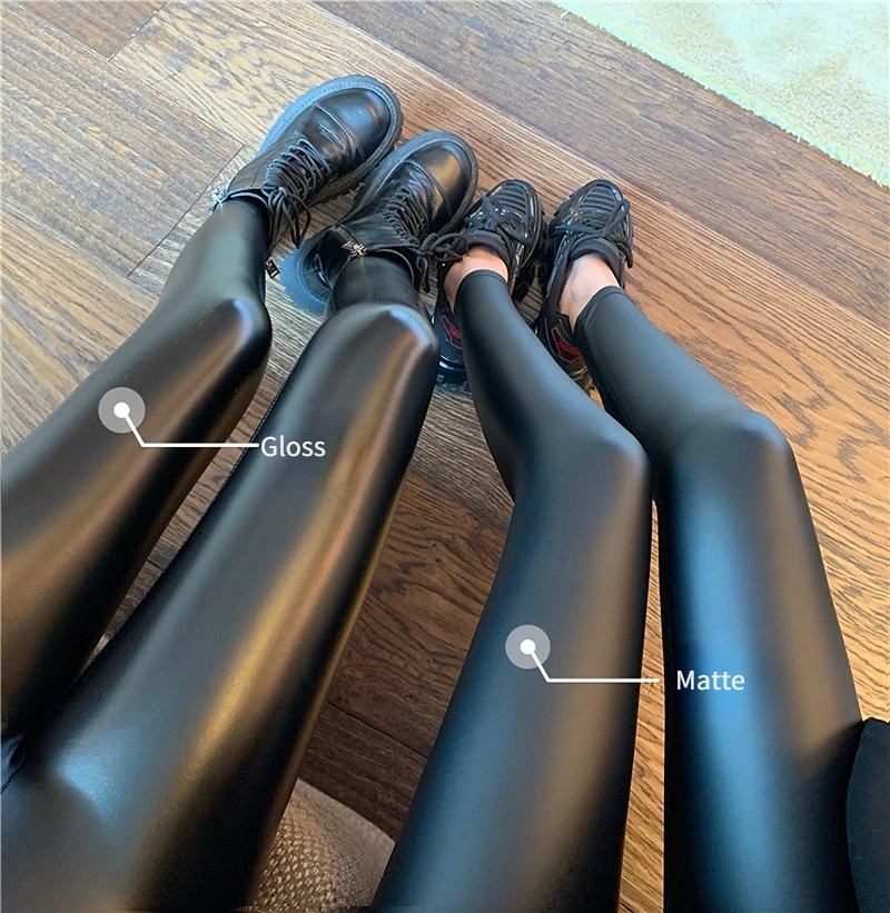 2025 Sexy Gloss Matte Leather Leggings Women High Waist Tight PU Pants New Fitness Push Up Legging Outwear