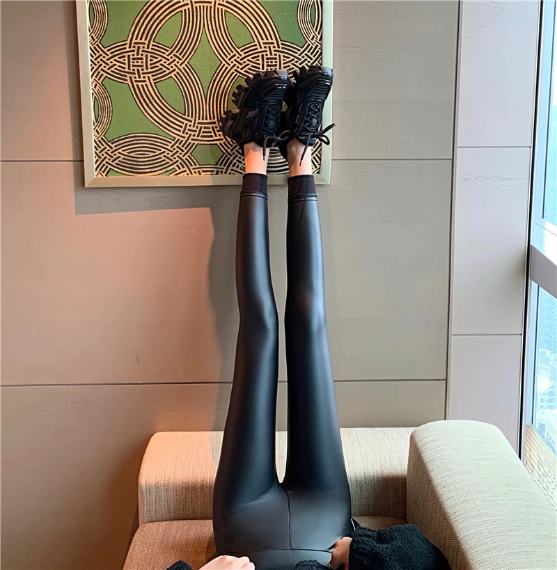 2025 Sexy Gloss Matte Leather Leggings Women High Waist Tight PU Pants New Fitness Push Up Legging Outwear