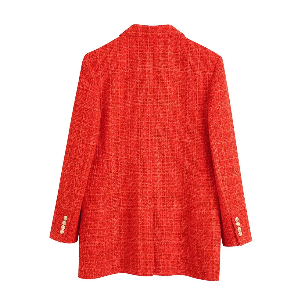 Klacwaya 2021 Women Fashion Two-Piece Set Vintage Print Lining Tweed Blazer Coat Female Front Slit Tweed Mini Skirt Chic Suit