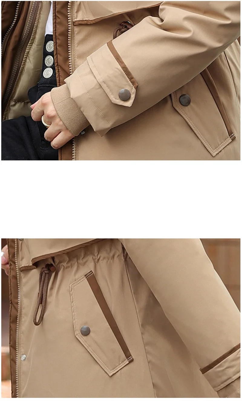 Korean Cotton Lined Winter Parkas Women Faux Fur Collar Hooded Jackets 2023 Warm Cotton Padded Coat Outerwear Female Windbreaker