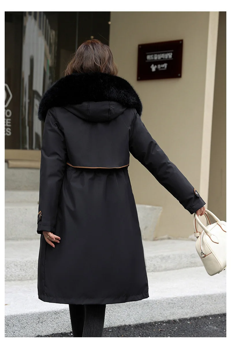 Korean Cotton Lined Winter Parkas Women Faux Fur Collar Hooded Jackets 2023 Warm Cotton Padded Coat Outerwear Female Windbreaker