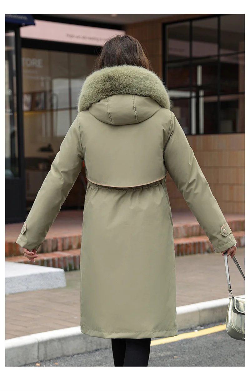 Korean Cotton Lined Winter Parkas Women Faux Fur Collar Hooded Jackets 2023 Warm Cotton Padded Coat Outerwear Female Windbreaker