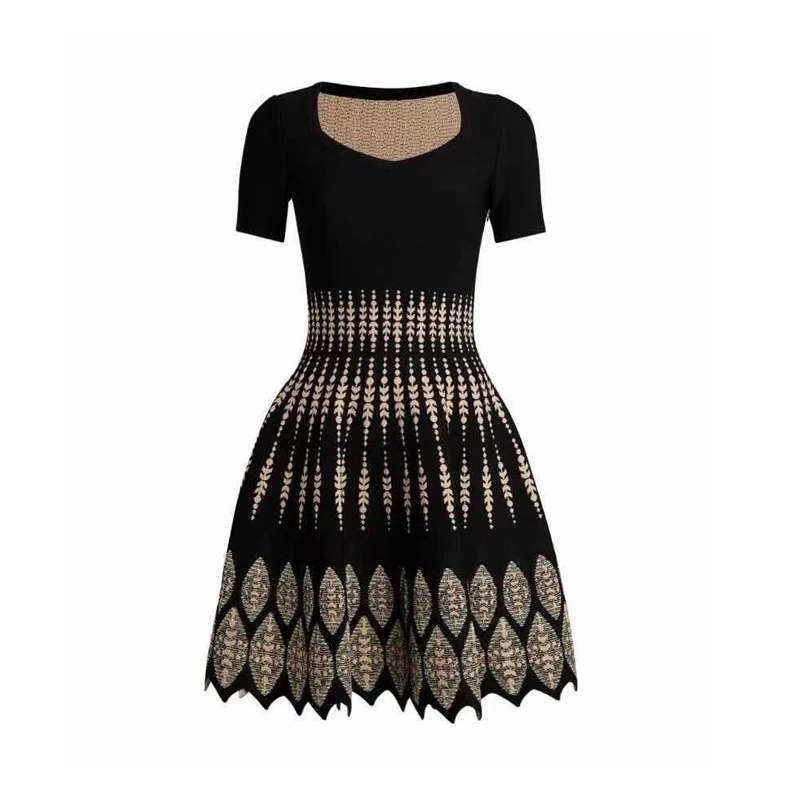 Wholesale Women's Black Jacquard High-end Luxury Fashion Ball Gown Celebrity Cocktail Party Bandage Dress
