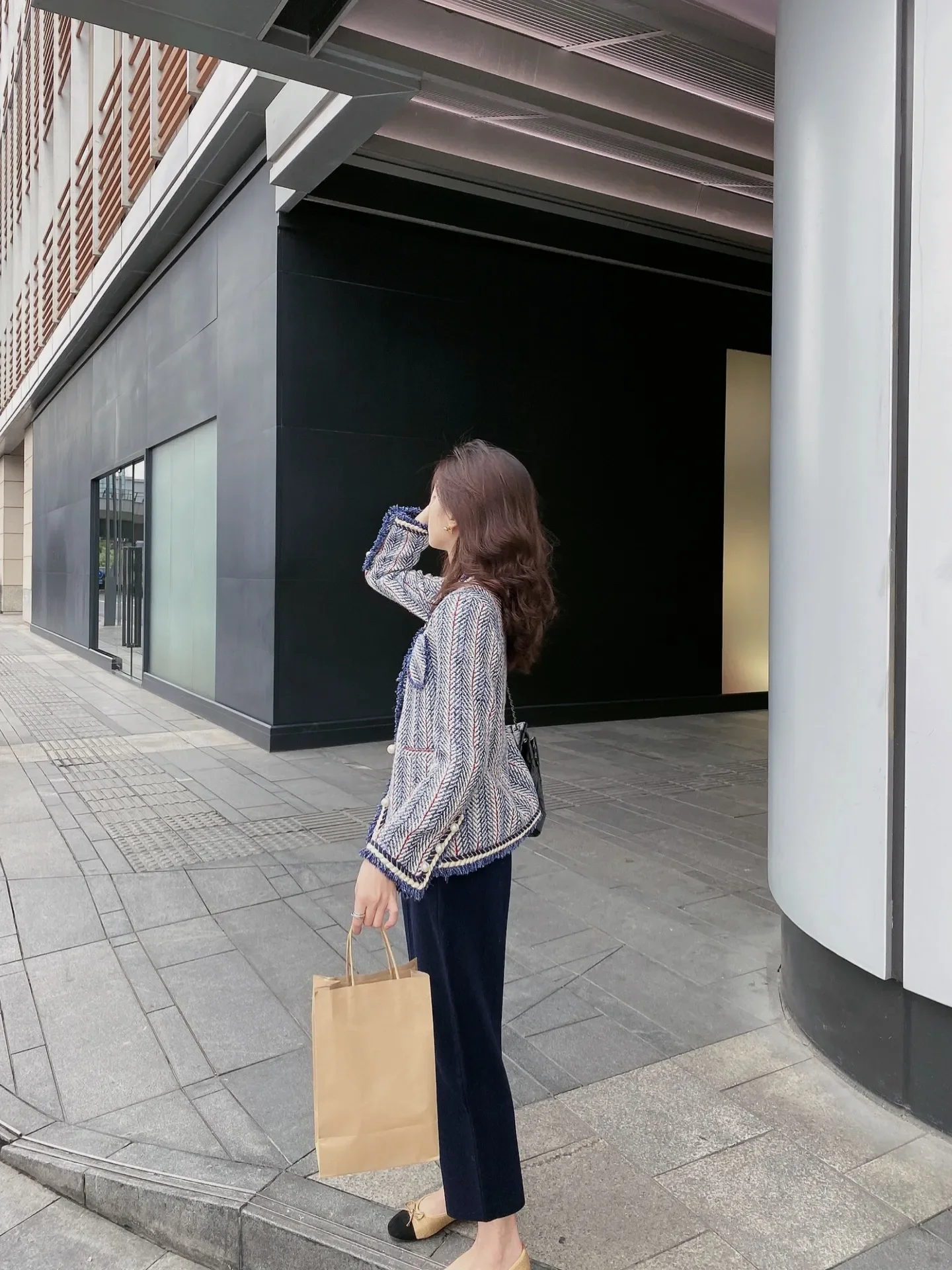 CJFHJE New Tweed Suit Jacket Woman Autumn Pocket Button Elegant Streetwear Crop Office Ladies Korean Business Coat Winter Chic