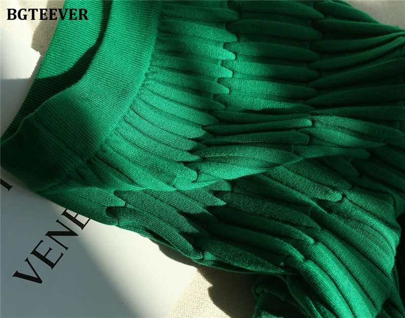 BGTEEVER Elegant High Waist Wrapped Knitted Skirts Women Pencil Skirt Women Slim Fit Zipper Mid-Calf Skirt Office Lady