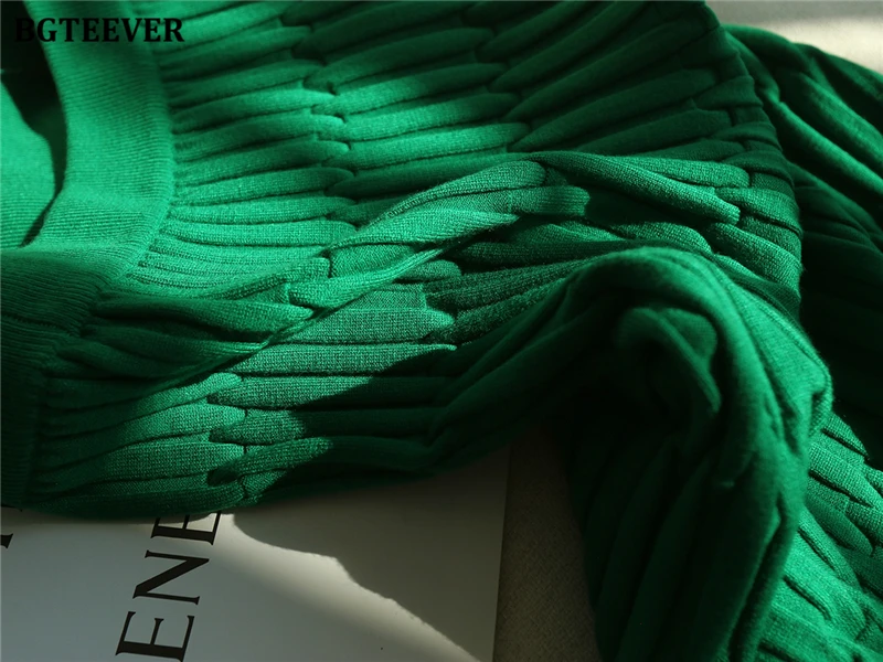 BGTEEVER Elegant High Waist Wrapped Knitted Skirts Women Pencil Skirt Women Slim Fit Zipper Mid-Calf Skirt Office Lady