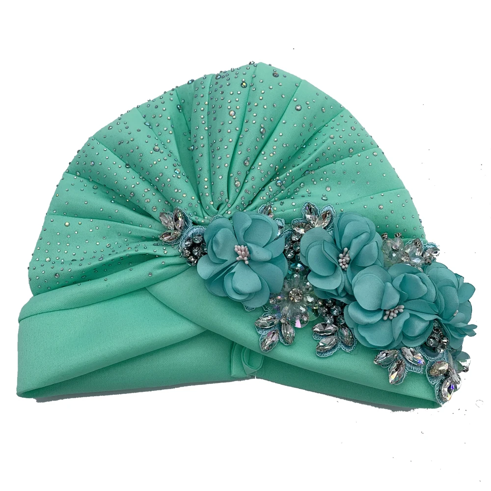 2024 Luxury Rhinestone Turban Cap for Women Afrcian Geles Headtie Ready Nigeria Auto Gele Female Head Wraps Bonnet Turbante