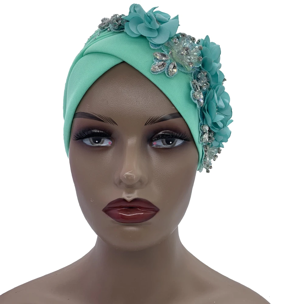 2024 Luxury Rhinestone Turban Cap for Women Afrcian Geles Headtie Ready Nigeria Auto Gele Female Head Wraps Bonnet Turbante
