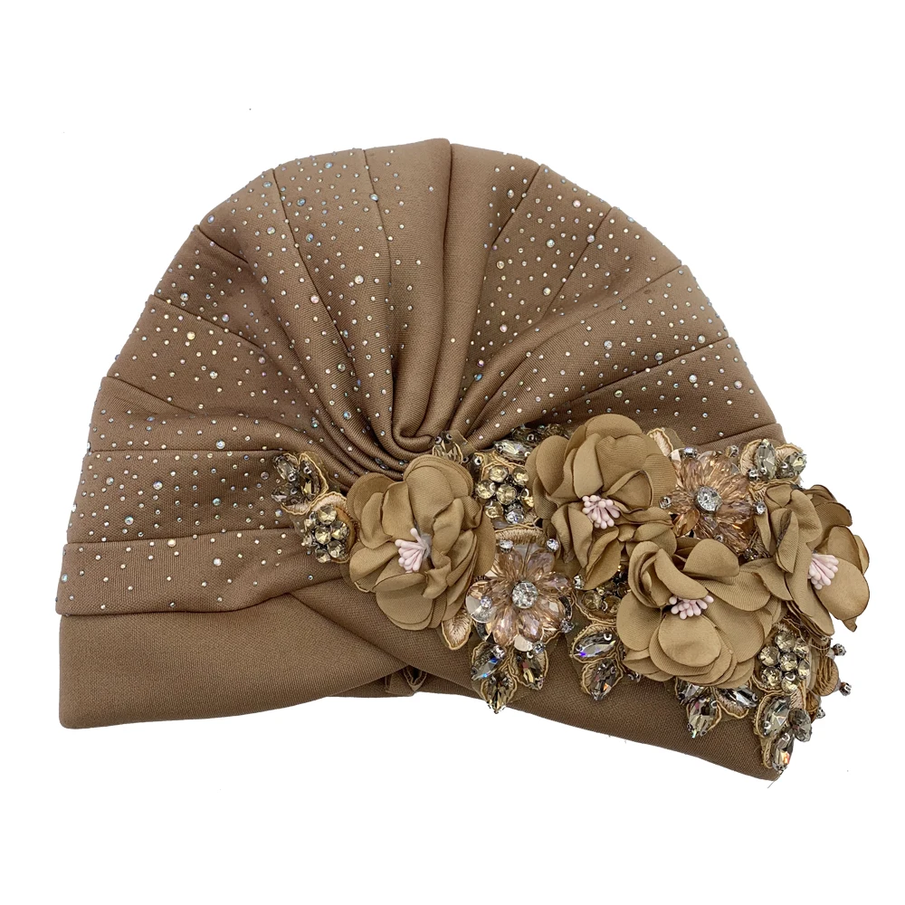 2024 Luxury Rhinestone Turban Cap for Women Afrcian Geles Headtie Ready Nigeria Auto Gele Female Head Wraps Bonnet Turbante