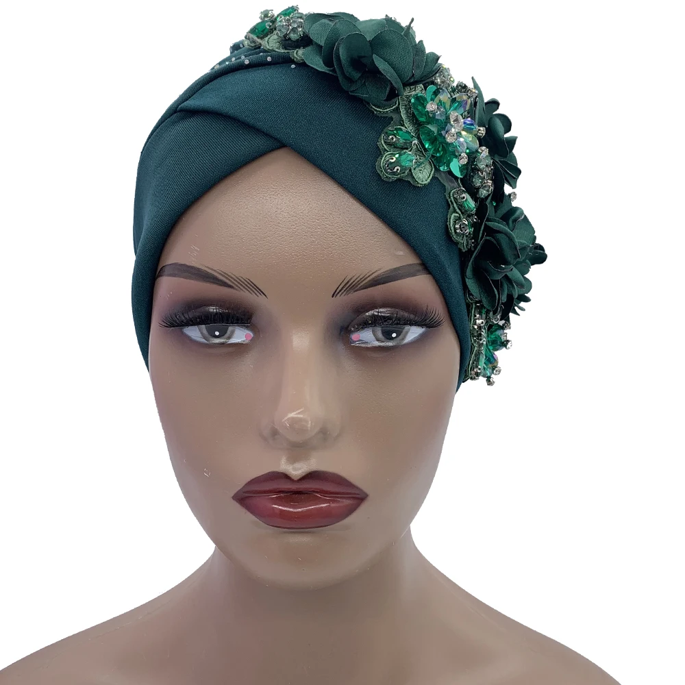 2024 Luxury Rhinestone Turban Cap for Women Afrcian Geles Headtie Ready Nigeria Auto Gele Female Head Wraps Bonnet Turbante