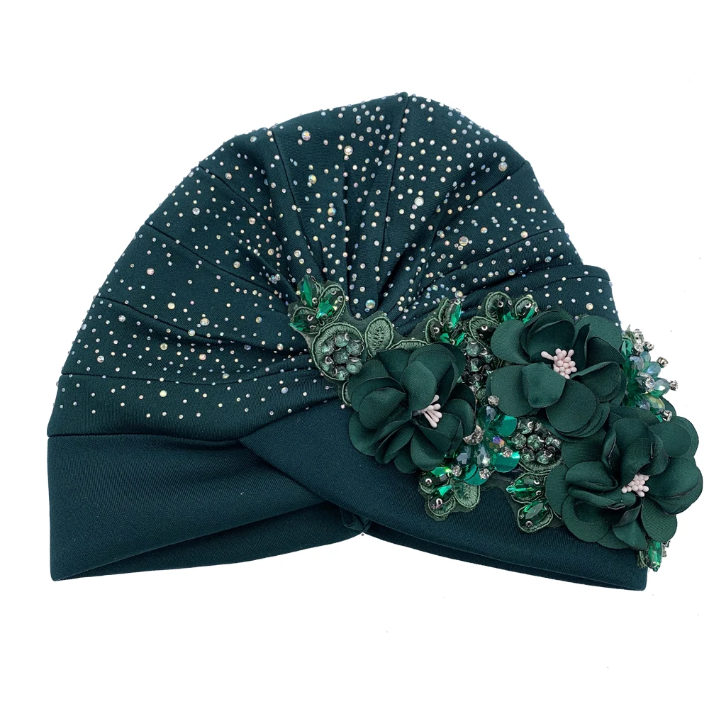 2024 Luxury Rhinestone Turban Cap for Women Afrcian Geles Headtie Ready Nigeria Auto Gele Female Head Wraps Bonnet Turbante