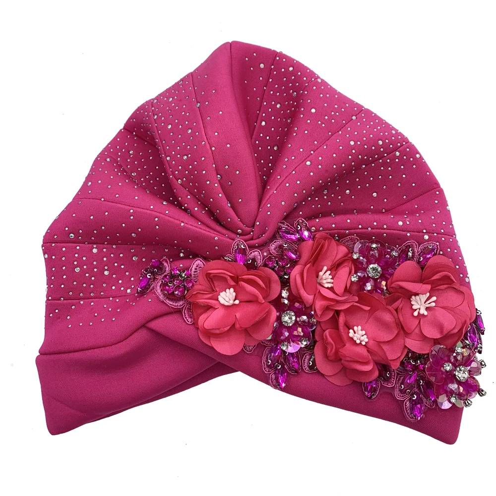 2024 Luxury Rhinestone Turban Cap for Women Afrcian Geles Headtie Ready Nigeria Auto Gele Female Head Wraps Bonnet Turbante