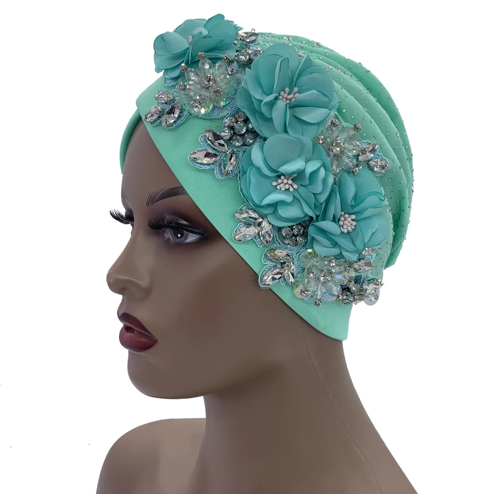 2024 Luxury Rhinestone Turban Cap for Women Afrcian Geles Headtie Ready Nigeria Auto Gele Female Head Wraps Bonnet Turbante