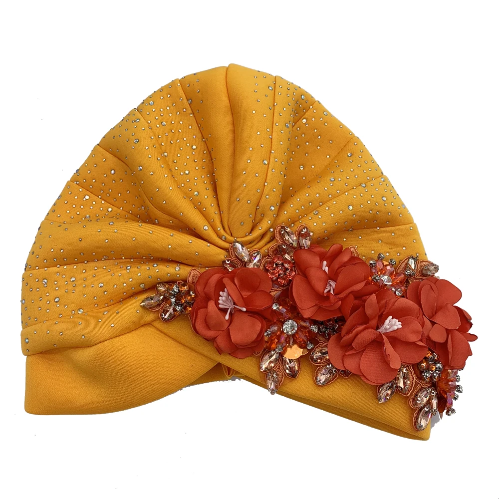 2024 Luxury Rhinestone Turban Cap for Women Afrcian Geles Headtie Ready Nigeria Auto Gele Female Head Wraps Bonnet Turbante