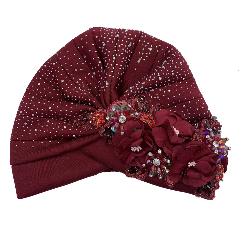 2024 Luxury Rhinestone Turban Cap for Women Afrcian Geles Headtie Ready Nigeria Auto Gele Female Head Wraps Bonnet Turbante