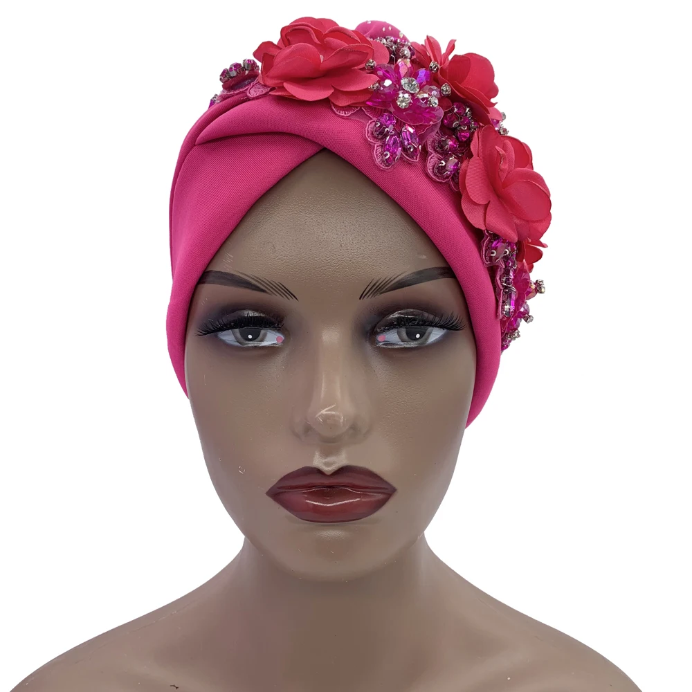 2024 Luxury Rhinestone Turban Cap for Women Afrcian Geles Headtie Ready Nigeria Auto Gele Female Head Wraps Bonnet Turbante
