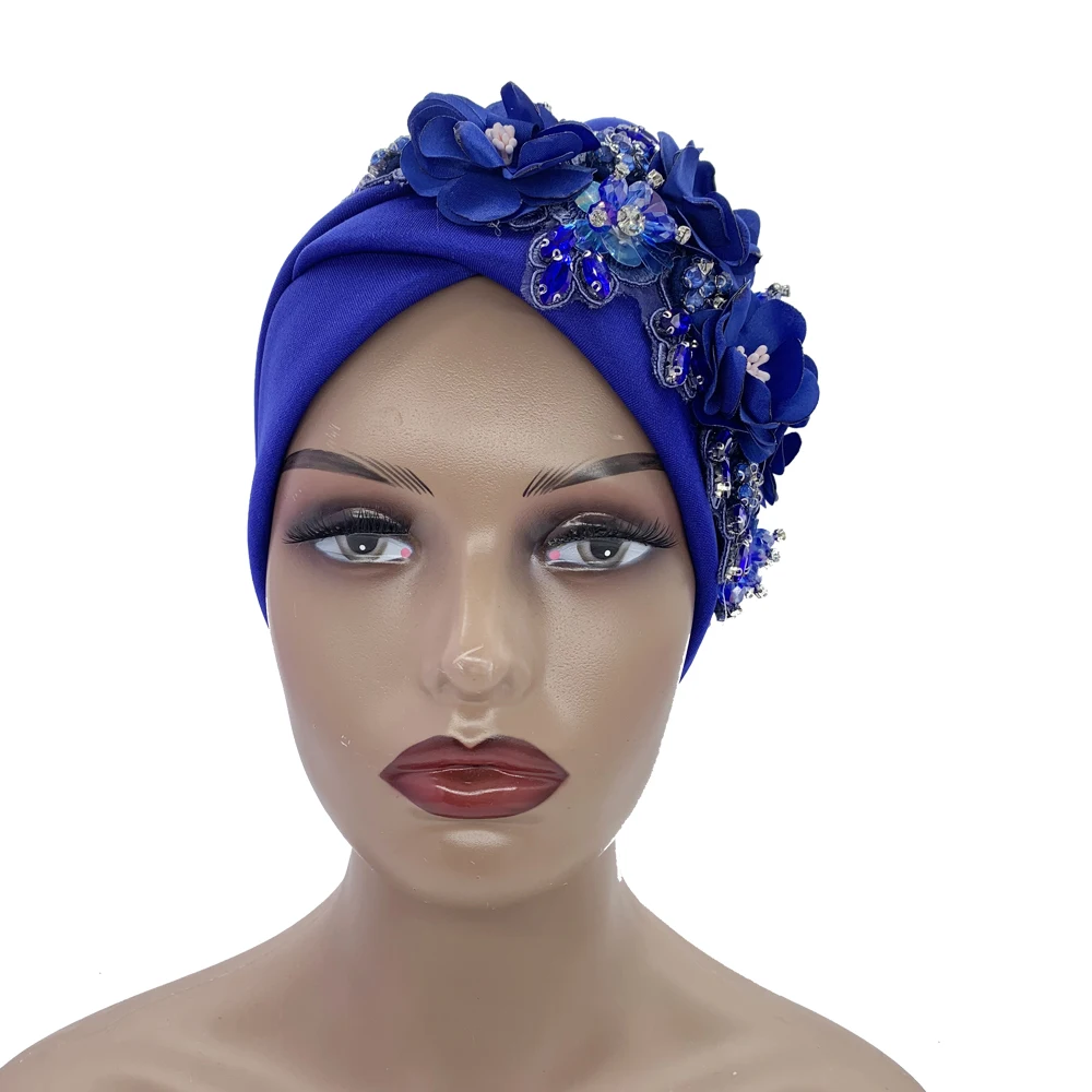 2024 Luxury Rhinestone Turban Cap for Women Afrcian Geles Headtie Ready Nigeria Auto Gele Female Head Wraps Bonnet Turbante