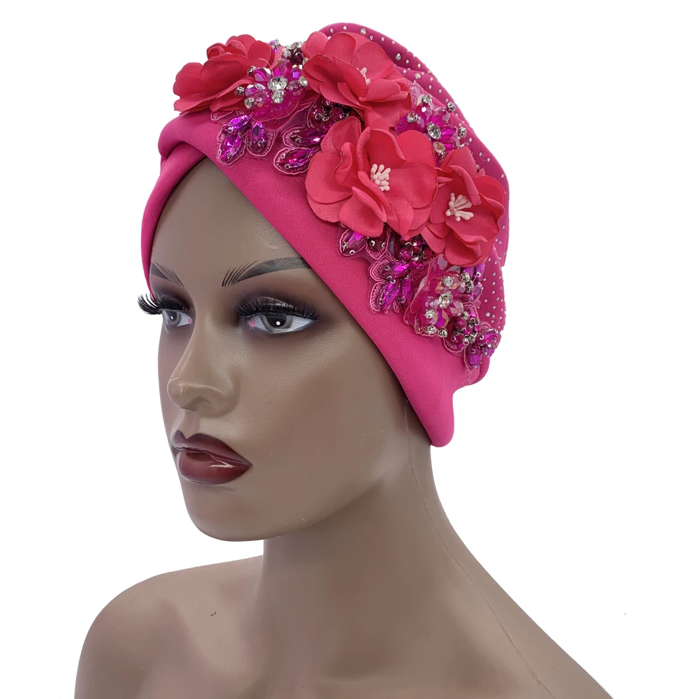2024 Luxury Rhinestone Turban Cap for Women Afrcian Geles Headtie Ready Nigeria Auto Gele Female Head Wraps Bonnet Turbante