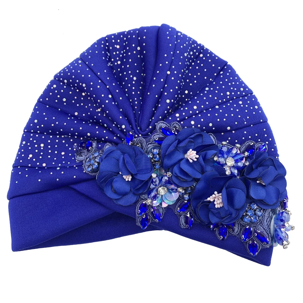 2024 Luxury Rhinestone Turban Cap for Women Afrcian Geles Headtie Ready Nigeria Auto Gele Female Head Wraps Bonnet Turbante