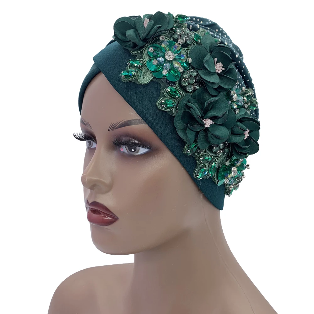 2024 Luxury Rhinestone Turban Cap for Women Afrcian Geles Headtie Ready Nigeria Auto Gele Female Head Wraps Bonnet Turbante