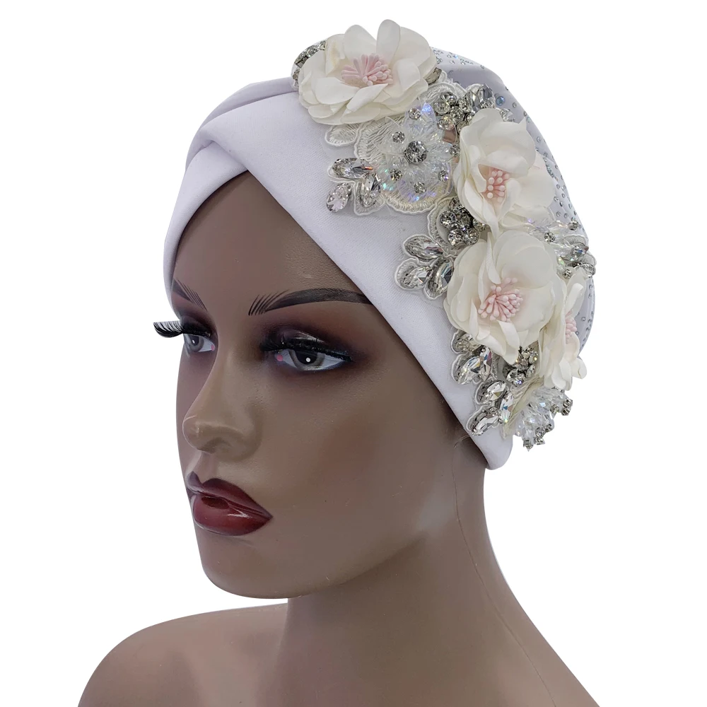2024 Luxury Rhinestone Turban Cap for Women Afrcian Geles Headtie Ready Nigeria Auto Gele Female Head Wraps Bonnet Turbante