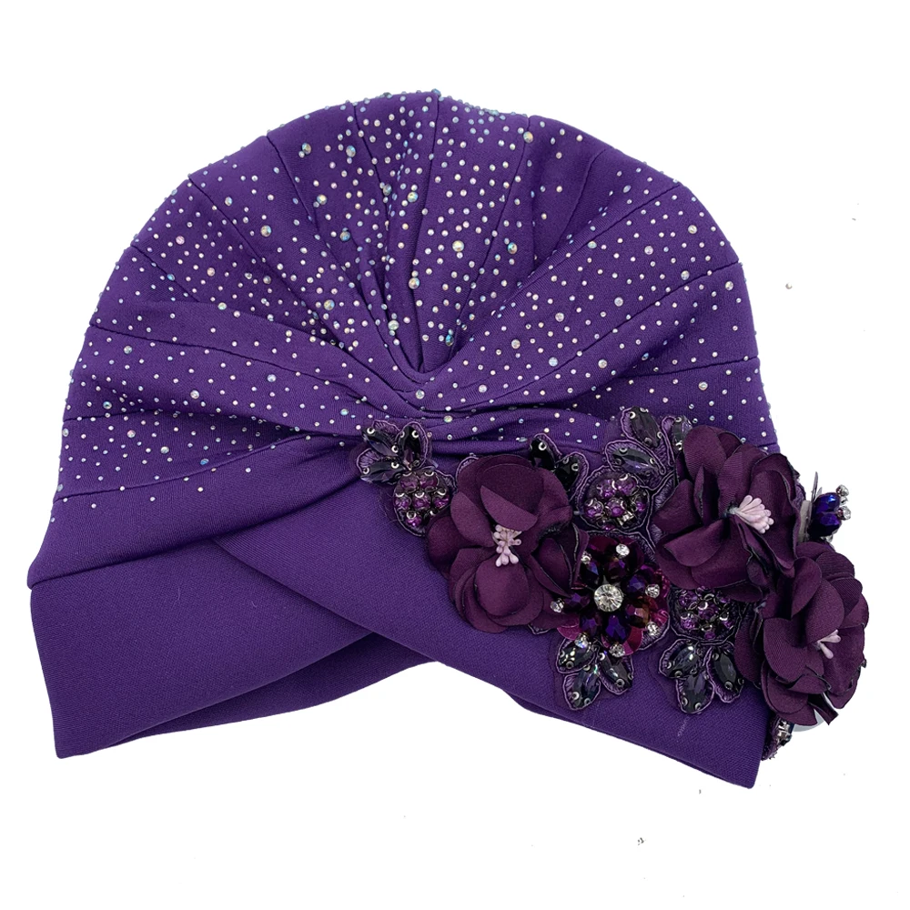 2024 Luxury Rhinestone Turban Cap for Women Afrcian Geles Headtie Ready Nigeria Auto Gele Female Head Wraps Bonnet Turbante