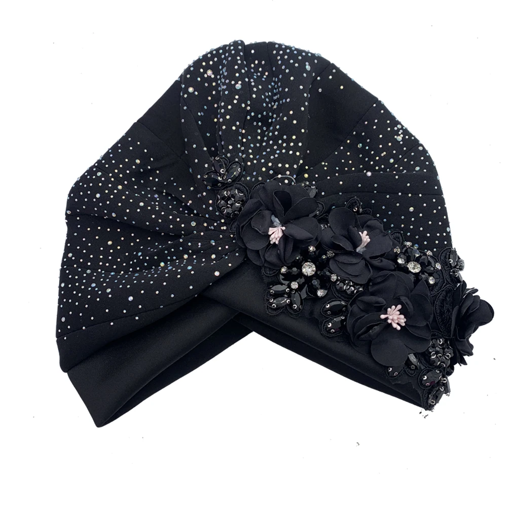 2024 Luxury Rhinestone Turban Cap for Women Afrcian Geles Headtie Ready Nigeria Auto Gele Female Head Wraps Bonnet Turbante