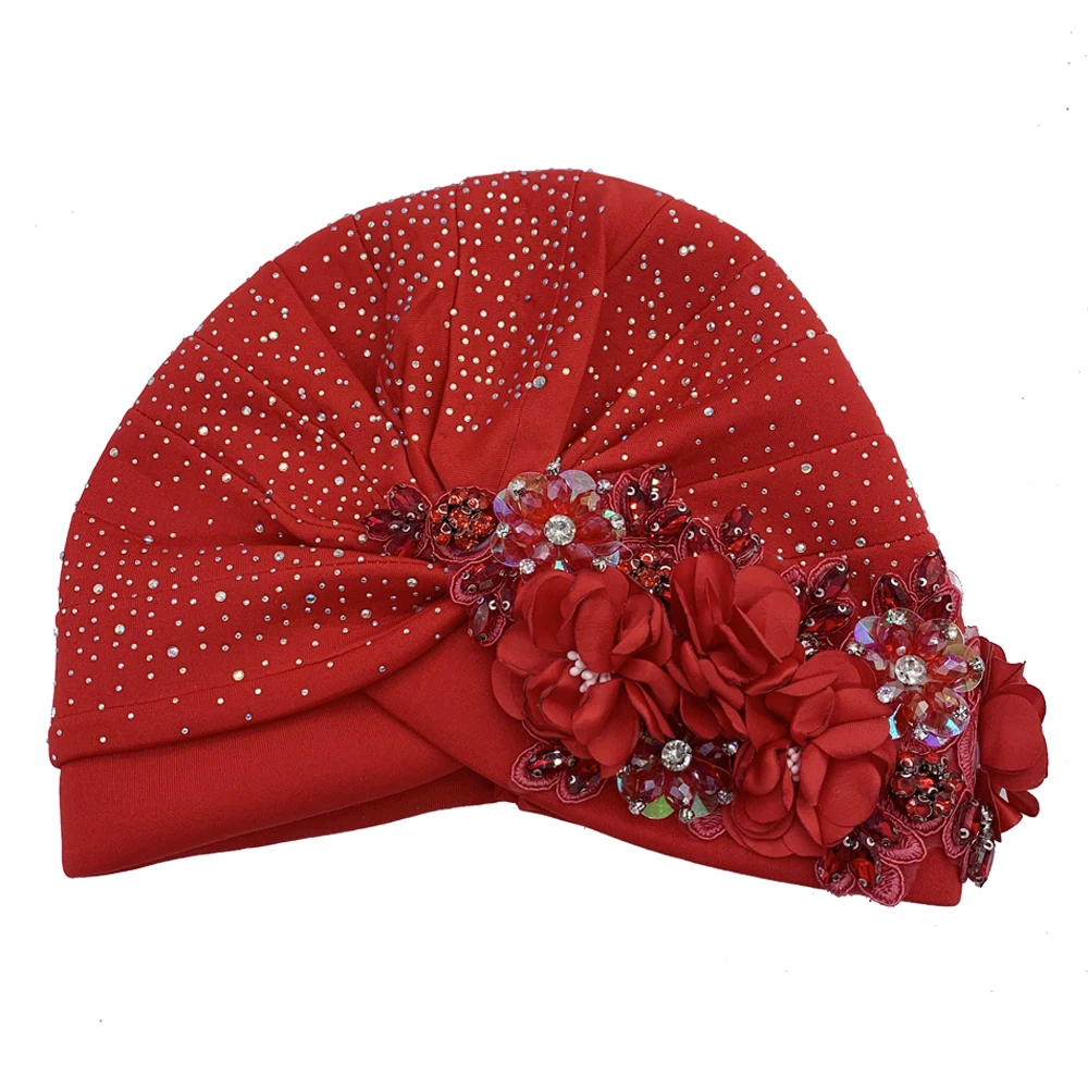 2024 Luxury Rhinestone Turban Cap for Women Afrcian Geles Headtie Ready Nigeria Auto Gele Female Head Wraps Bonnet Turbante