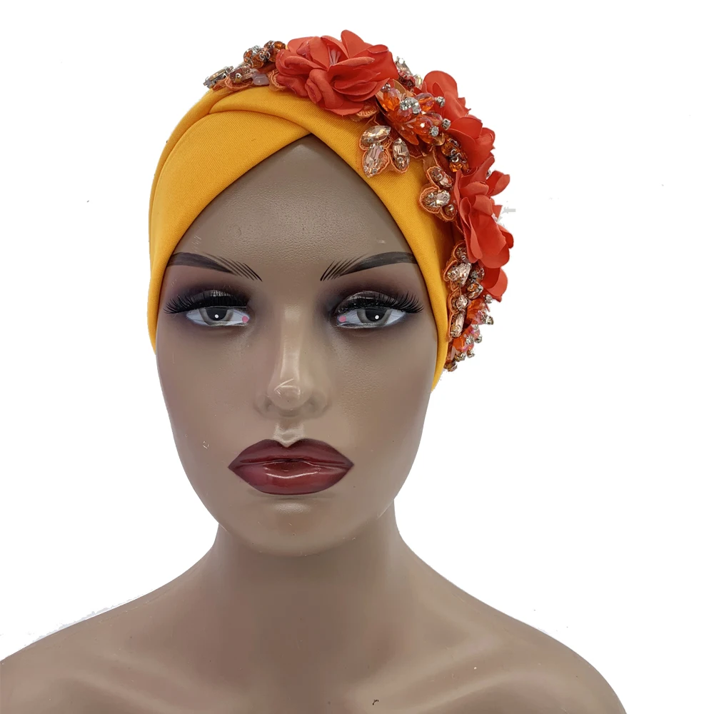 2024 Luxury Rhinestone Turban Cap for Women Afrcian Geles Headtie Ready Nigeria Auto Gele Female Head Wraps Bonnet Turbante