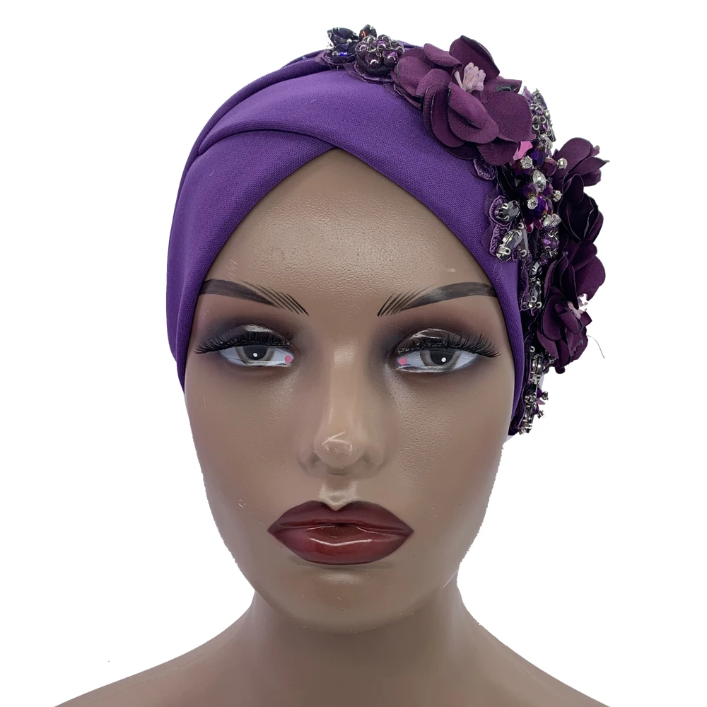 2024 Luxury Rhinestone Turban Cap for Women Afrcian Geles Headtie Ready Nigeria Auto Gele Female Head Wraps Bonnet Turbante
