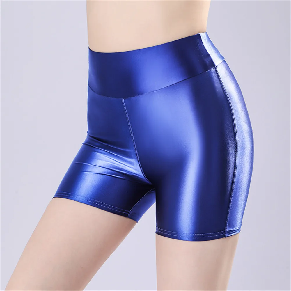 Sexy Women Smooth Shiny Satin Shorts Show Hip Wetlook Summer Shorts Candy Color Bottom Wear Safety Short Fashion Sexy Leggings