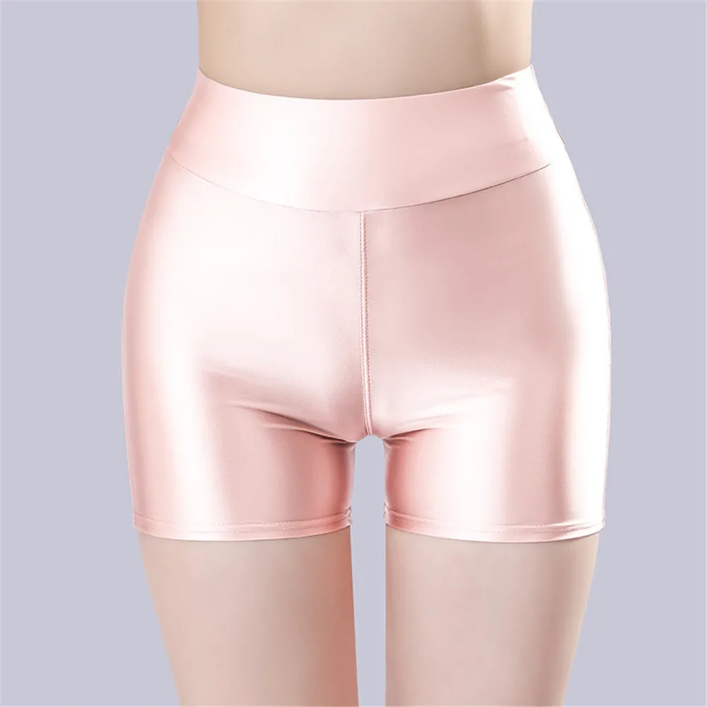 Sexy Women Smooth Shiny Satin Shorts Show Hip Wetlook Summer Shorts Candy Color Bottom Wear Safety Short Fashion Sexy Leggings