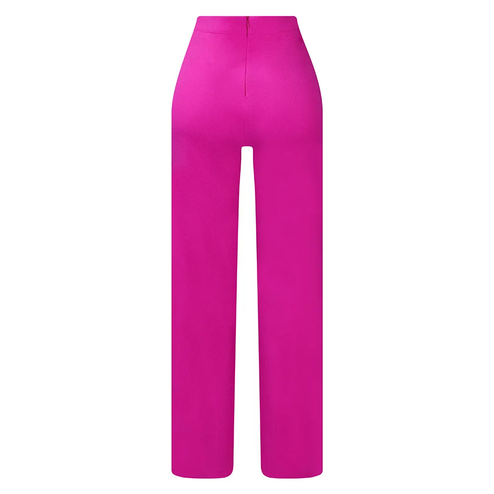 Women Shiny Yellow Capris Pants High Waist Trousers Office Work Lady Full Length Summer Bottoms Capris 2027 Spring Summer