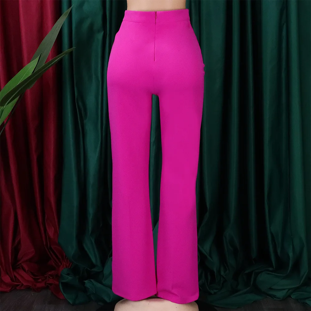 Women Shiny Yellow Capris Pants High Waist Trousers Office Work Lady Full Length Summer Bottoms Capris 2027 Spring Summer