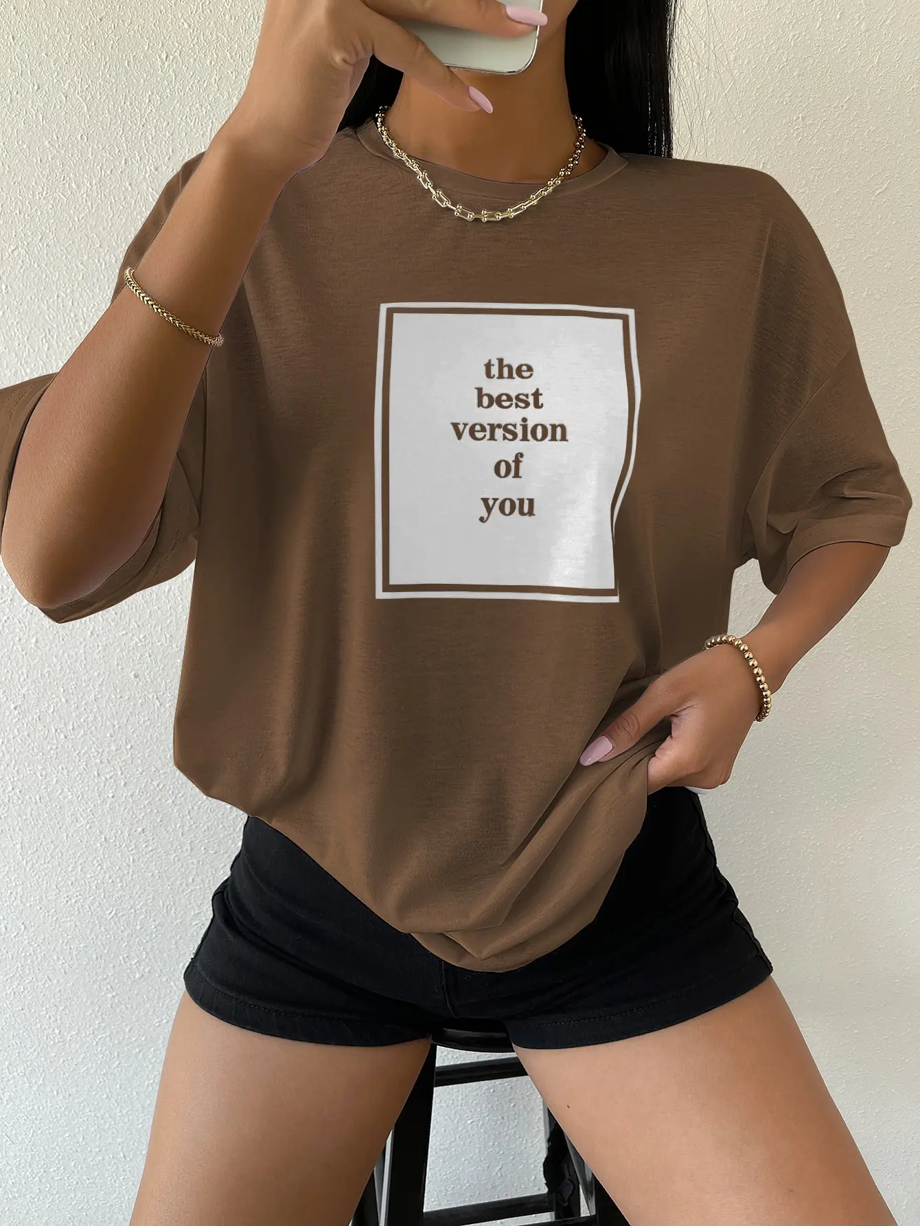 The Best Version Of You Cotton Print Women Tshirt Hip Hop Sport Tshirt Casual Essential All-Match Tee Shirtfashion Street Tshirt