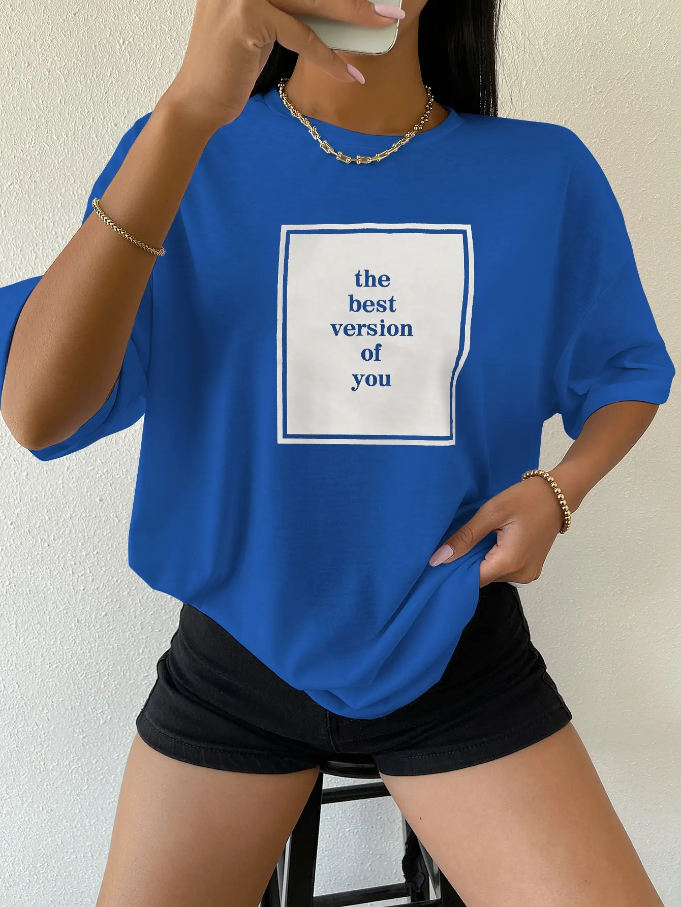 The Best Version Of You Cotton Print Women Tshirt Hip Hop Sport Tshirt Casual Essential All-Match Tee Shirtfashion Street Tshirt