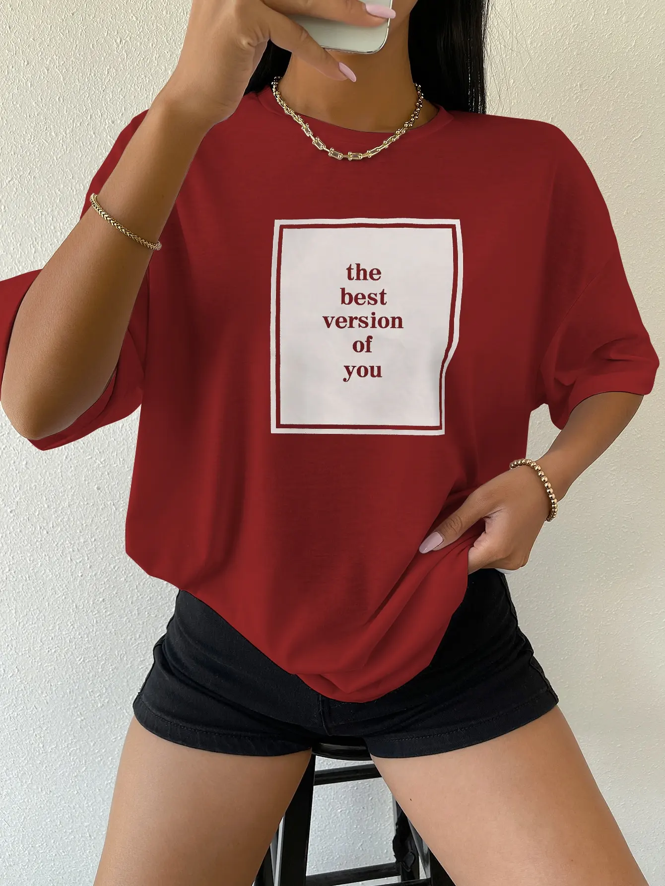 The Best Version Of You Cotton Print Women Tshirt Hip Hop Sport Tshirt Casual Essential All-Match Tee Shirtfashion Street Tshirt