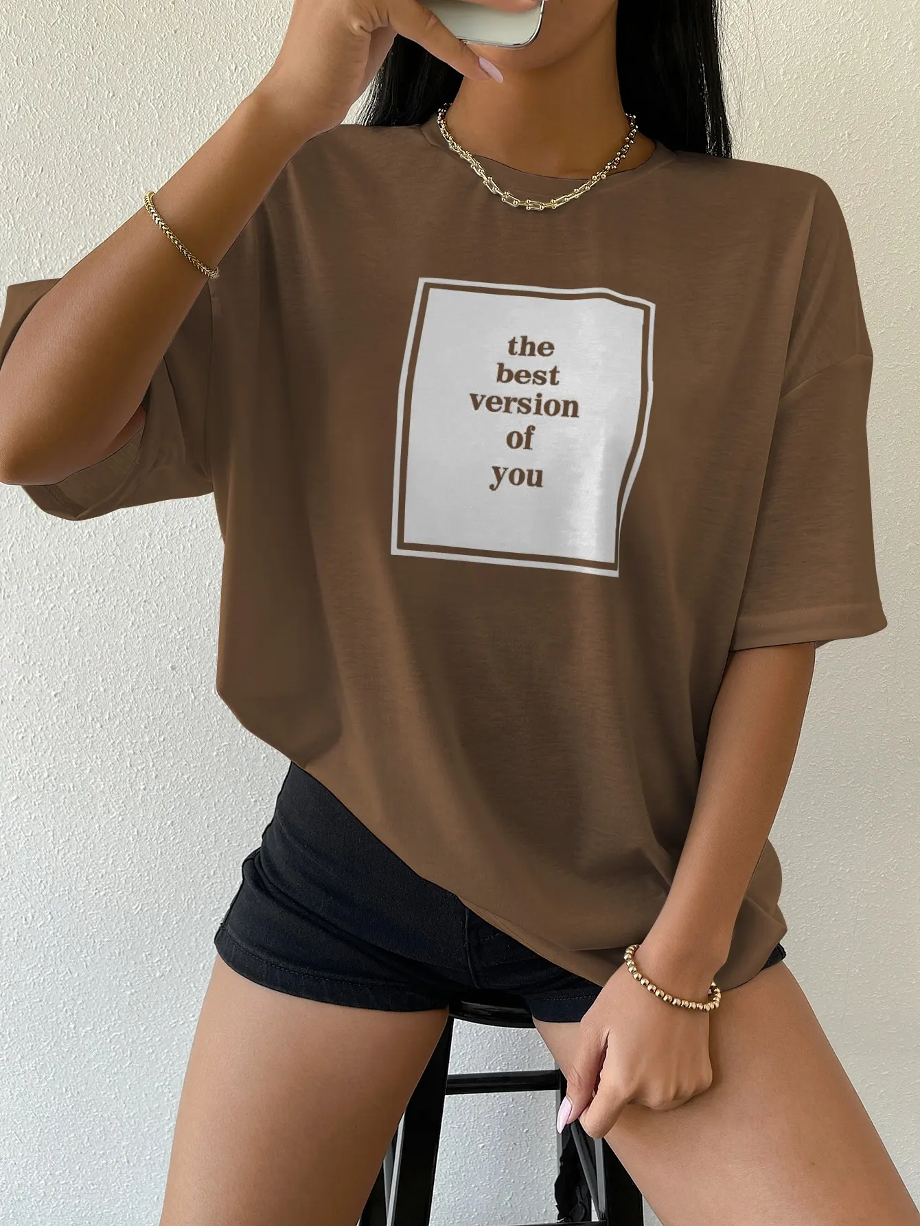 The Best Version Of You Cotton Print Women Tshirt Hip Hop Sport Tshirt Casual Essential All-Match Tee Shirtfashion Street Tshirt