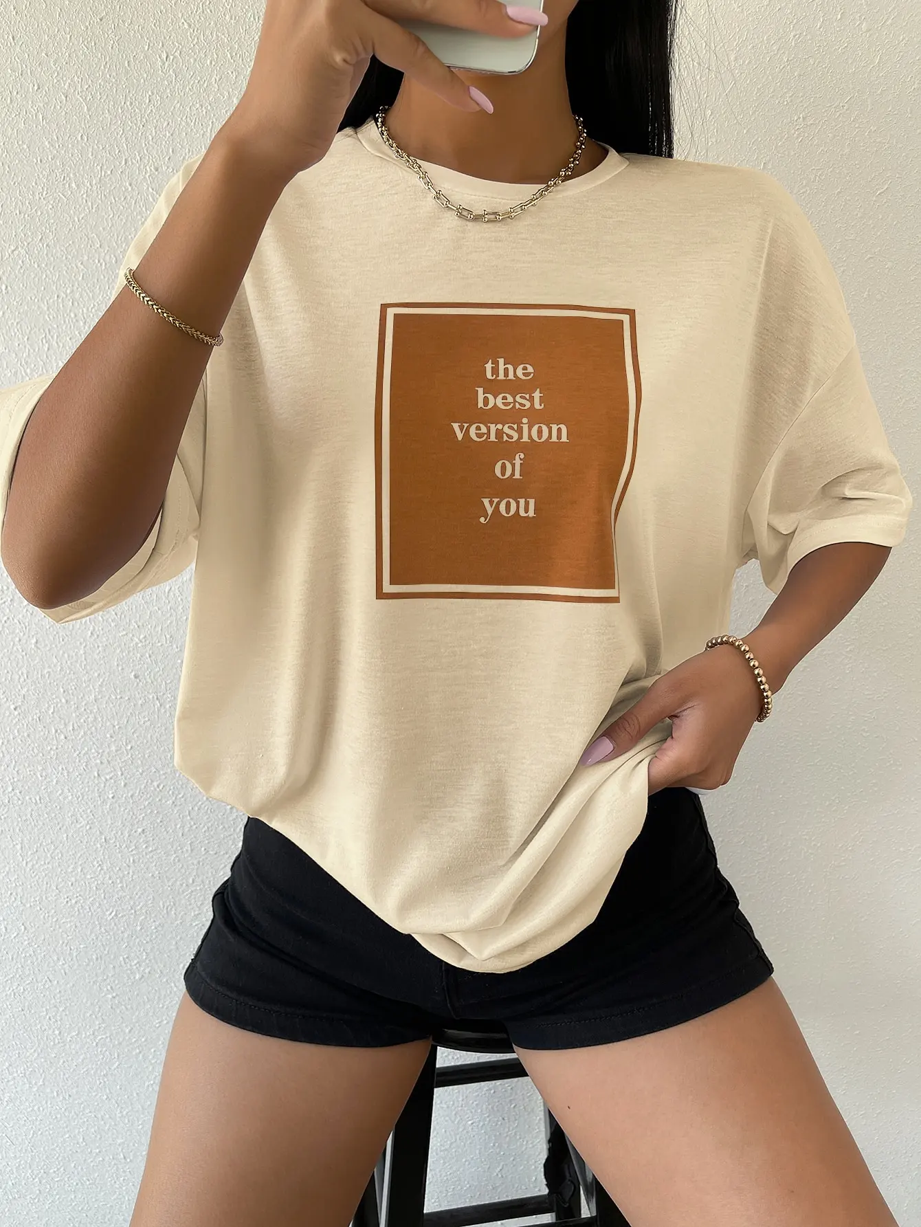 The Best Version Of You Cotton Print Women Tshirt Hip Hop Sport Tshirt Casual Essential All-Match Tee Shirtfashion Street Tshirt