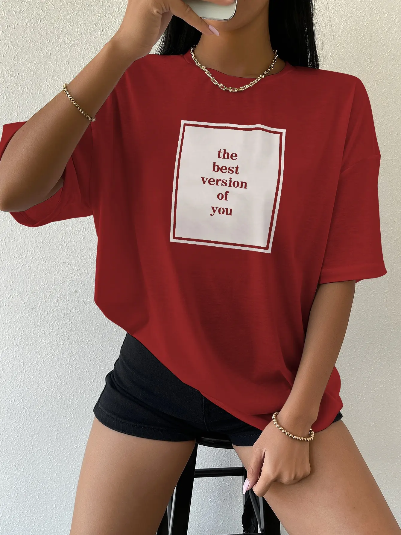 The Best Version Of You Cotton Print Women Tshirt Hip Hop Sport Tshirt Casual Essential All-Match Tee Shirtfashion Street Tshirt