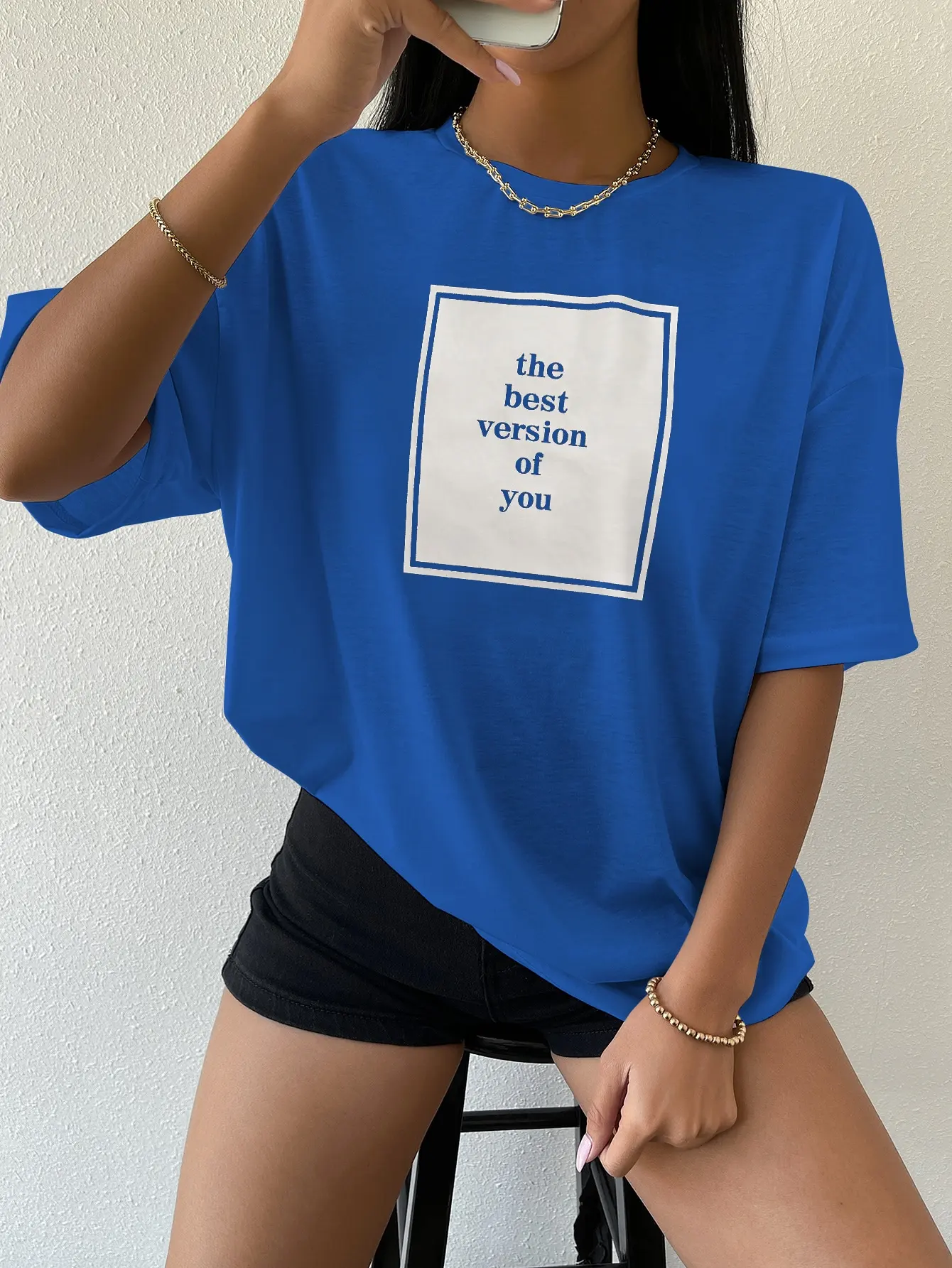 The Best Version Of You Cotton Print Women Tshirt Hip Hop Sport Tshirt Casual Essential All-Match Tee Shirtfashion Street Tshirt