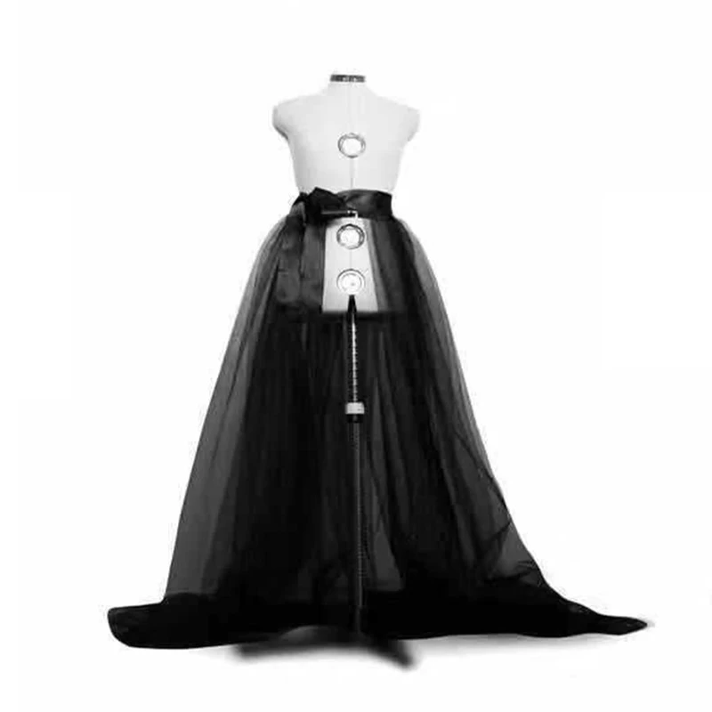 Steampunk Tulle Skirt 3 Layers Tutu Skirts Women Gothic Punk Sexy Lolita Cocktail Party Club Tie Up Ruffle Bustle Overskirts